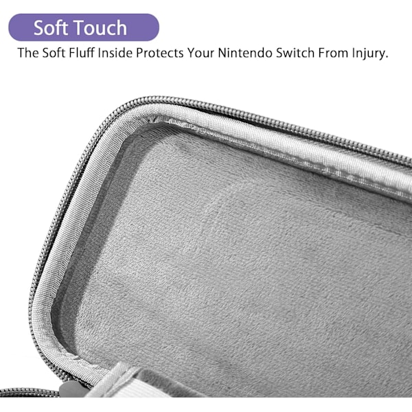 Etui til Nintendo Switch/Switch OLED, KondaTech fargerikt Switch bæreveske, beskytt Switch-konsollen, oppbevar 10 spillkort (rosa + lilla)