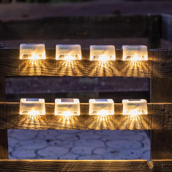 Solarcellelamper til trapper, udendørs terrasse dekoration, solcellelamper til udendørs trapper, hegn, gårdhave, terrasse, solcellelamper udendørs, varmt lys