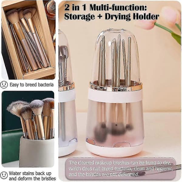 Hason Makeup Børste Organizer Med Støvtæt Låg - Multifunktionel Kosmetikholder