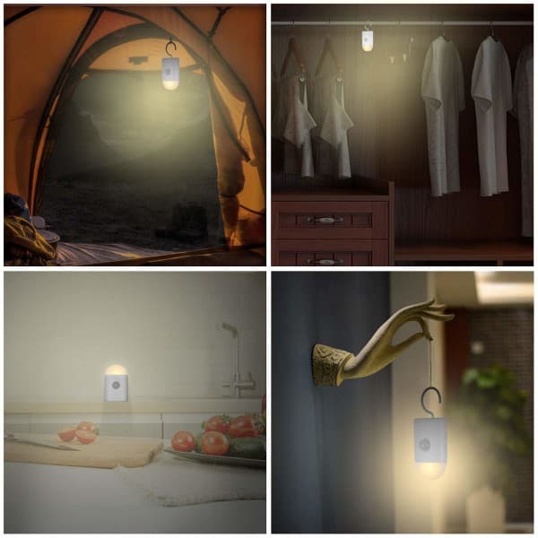 LED-nattlys med bevegelsessensor, (1 stk) USB-oppladbar