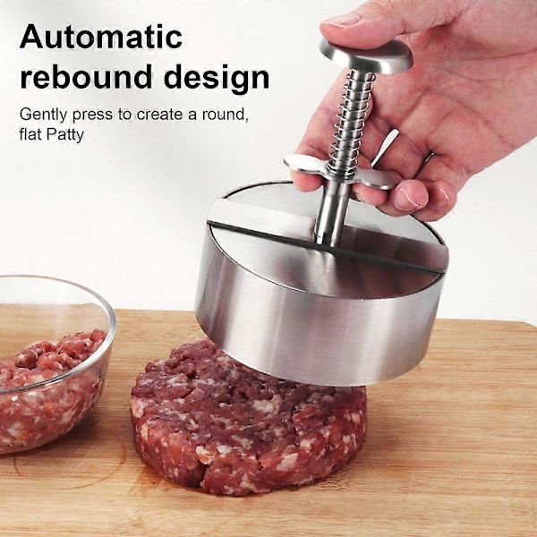 Burgerpress Rostfritt Stål Patty Maker Hamburgerpress för Perfekta Biffar Lättanvänd Burger Biffmaskin för Hemmagjorda Hamburgare S