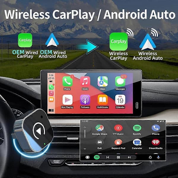 Ny trådløs CarPlay/Android Auto-adapter for Android iPhone-biltilkoblingsboks kablet til trådløs Smart AI-boks USB-dongle Plug And Play Un[YJD]