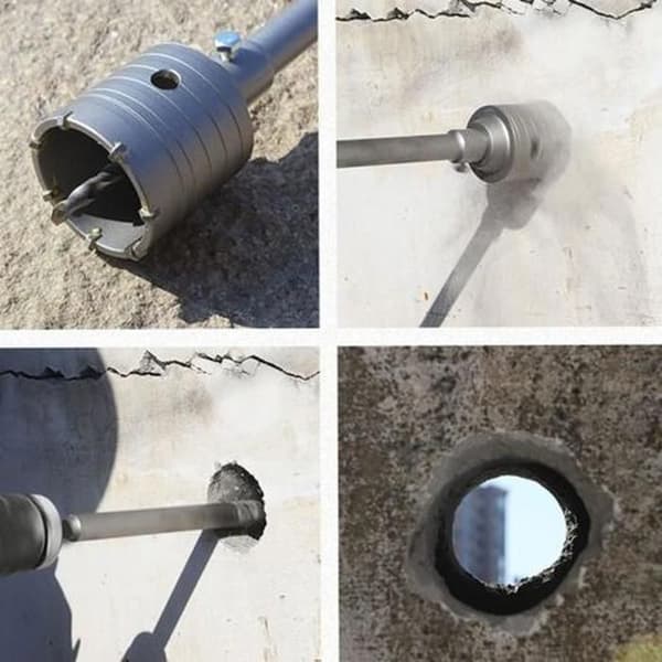 Betonhulsav med 110 mm SDS Plus-adapter, til mursten, beton, cement, sten (100 mm + 110 mm SDS Plus-adapter)