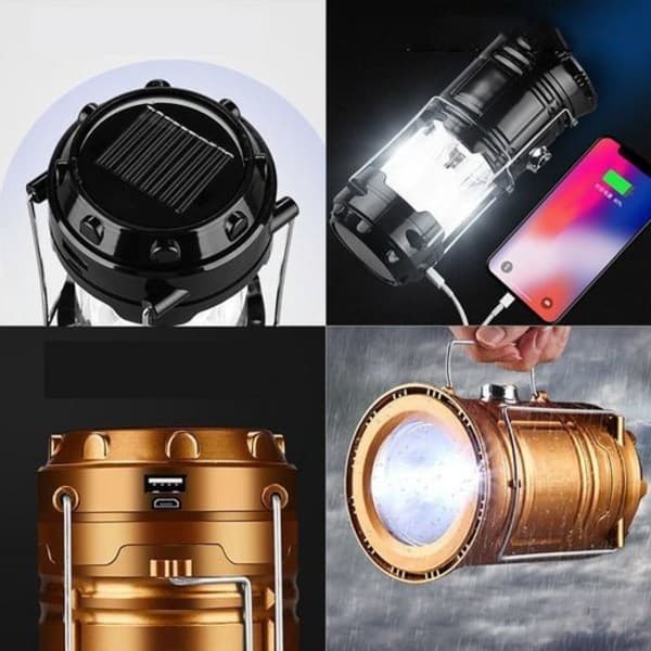 Ladattava LED-aurinkokennoretkeilylamppu