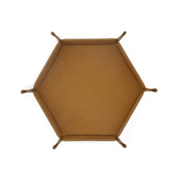 Tärningsbricka i läder, hopfällbar tärningsbricka i hexagonform, lämplig för tärningsspel Brown