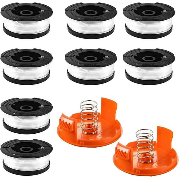 Trimmertrådspole for Black & Decker, 8 spoler med trimmertråd med 2 spoledeksler og 2 fjærer