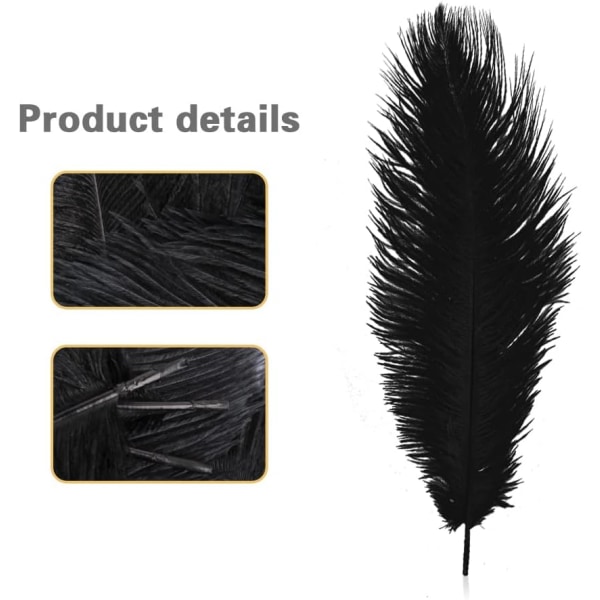 10 stk 13-15 tommer (35-40 cm) strutsefjær, naturlige svarte fjær for hjemmebryllupsborddekorasjon