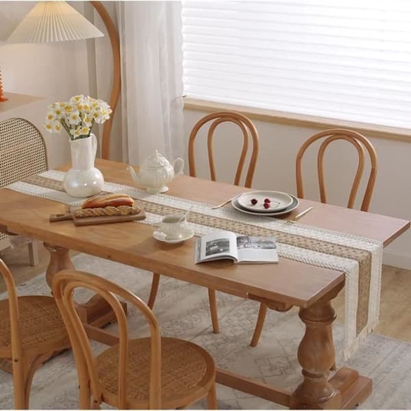 Bordløper - Vvikizy - 71 tommer - Naturlig bomull - Beige - Rustikk stil