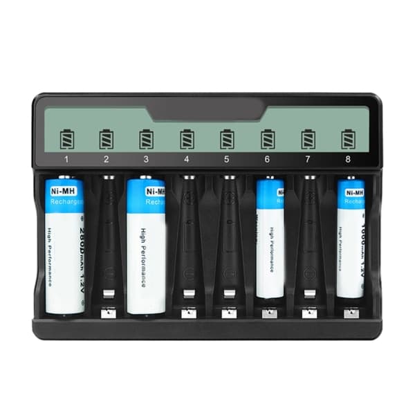 Universal batterilader med LCD-skjerm Allsidig batterilader Hurtigladeenhet Støtter AAA AA-batterier