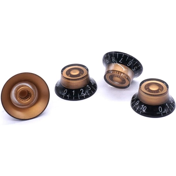 4st Amber Top Hat Style 6 mm gitarrkontrollrattar för elgitarr Bas volymkontrollratt, byte av radiodelar