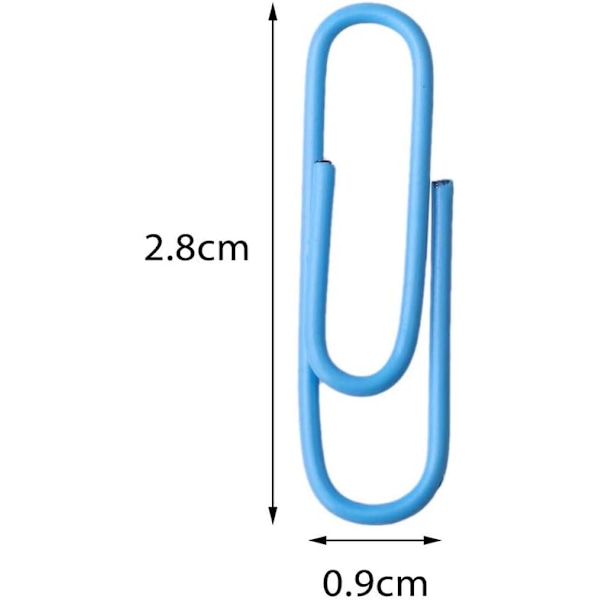 100 st färgade pappersklämmor, plastbelagda metallklämmor med låda för kontor, skola, dokument, (28 mm, blandade färger)