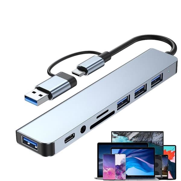 2-ports USB-C dockingstation. Højhastighedsdataoverførsel, multifunktionel laptop-hub