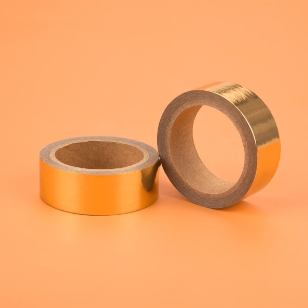 2 ruller gullfolie Washi-teip Solid 15mm x 5 meter dekorativ maskeringstape for DIY-håndverk gaveinnpakning fotoramme scrapbooking