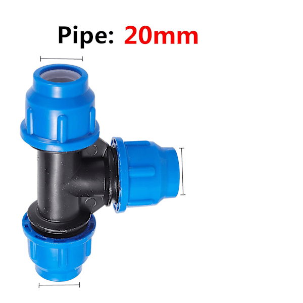 PE-rörkopplingar med innerdiameter 20 mm, T-koppling, armbåge, 4-vägs snabbkoppling, växthus, jordbruk, bevattning, vattenrörskopplingar - AU Tee