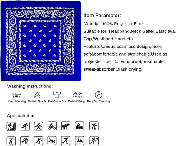 Flerfärgade Halsdamasker Bandanas för Kvinnor och Män, 12-pack