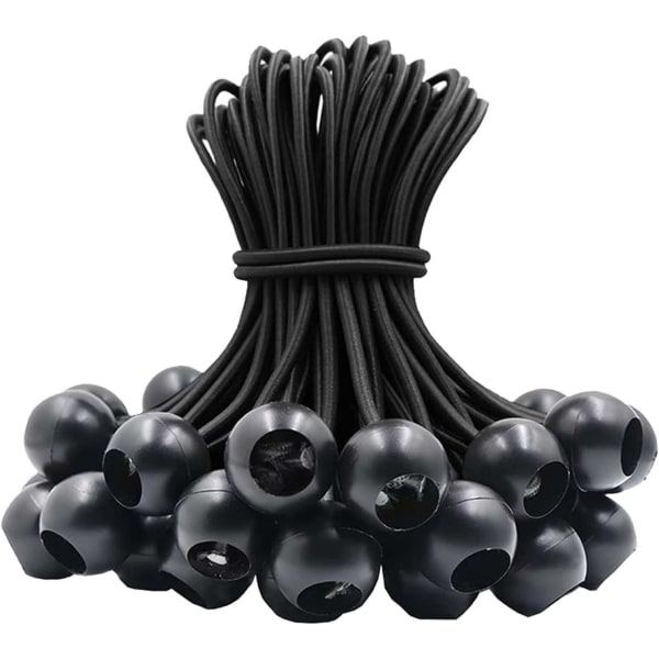30 stk. strikkspenner, strikkspenner i gummi med elastisk ball for presenning, telt, banner, flagg, camping, paviljong (svart)