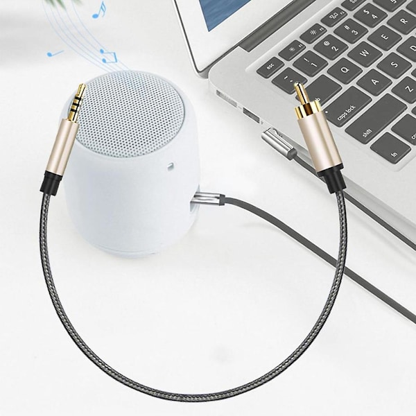 3,5 mm til hann RCA lydstereoadapter koaksialkabel, gullbelagt kontakt 2m