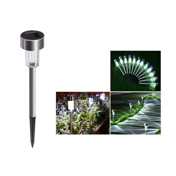 10 Pak Solcelled LED Lys i Rustfrit Stål - Multifarvet Udendørs Havebelysning (Farverig)