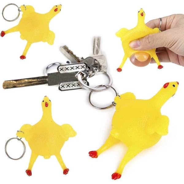 Chicken Squishy Toys Nyckelringar Nyckelringar för stress relief Klämbara Fidget Toy Nyckelringar 12 st