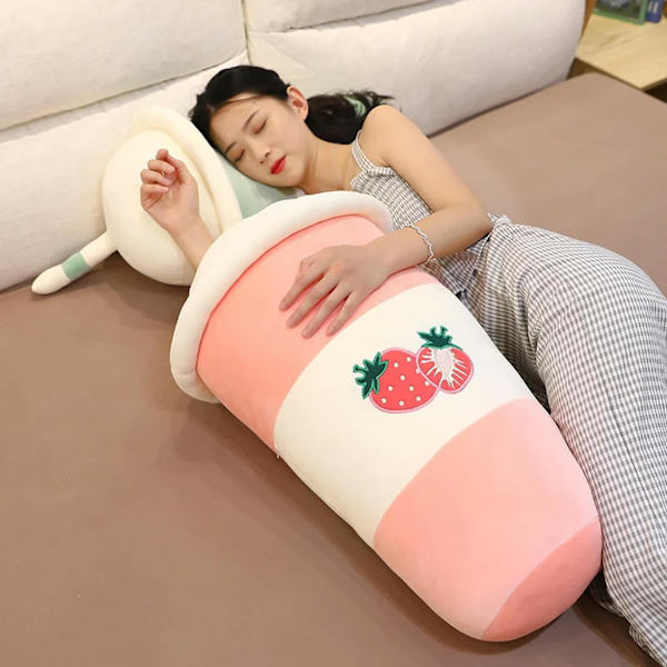 Söpö avokado sitruuna mansikka teejuoma pehmolelu hedelmätyyny Kawaii kuplatee tyyny luova sisustus 25cm （C)