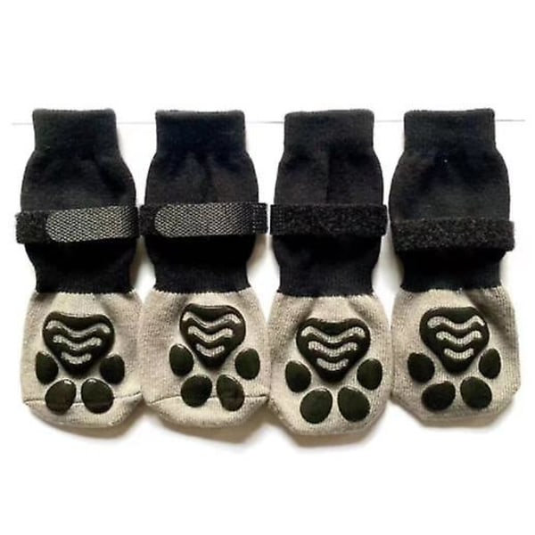 4 par Halkskyddande strumpor för hundar, tasskydd mot slickning och halkning, perfekt för hundtasskydd på trägolv Paw L