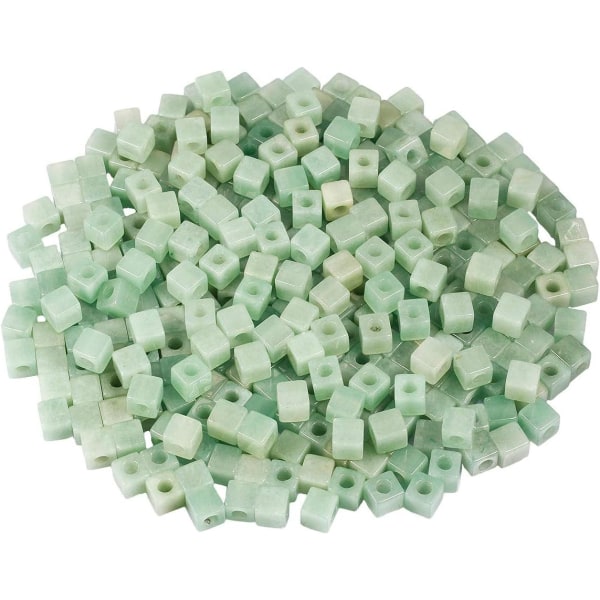 Naturlig grøn aventurin terning ædelstensperler med stort hul til smykkefremstilling, løse krystalstenperler til europæisk armbånd, pakke med 30 stk.