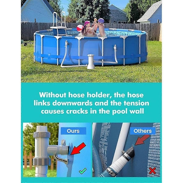 Poolslangadapter, poolslangreservdelar, poolslangfäste och kolvventil för ovanjordspooler grå