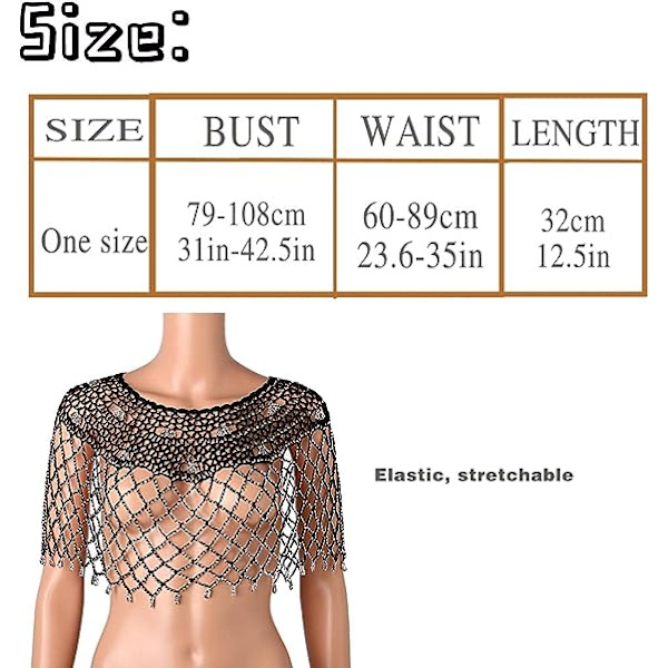 Sexig nätbikini baddräkt cover ups svart fisknät strass strand coverups urringad crop tops skjorta festival kroppskedjor cover up  svart