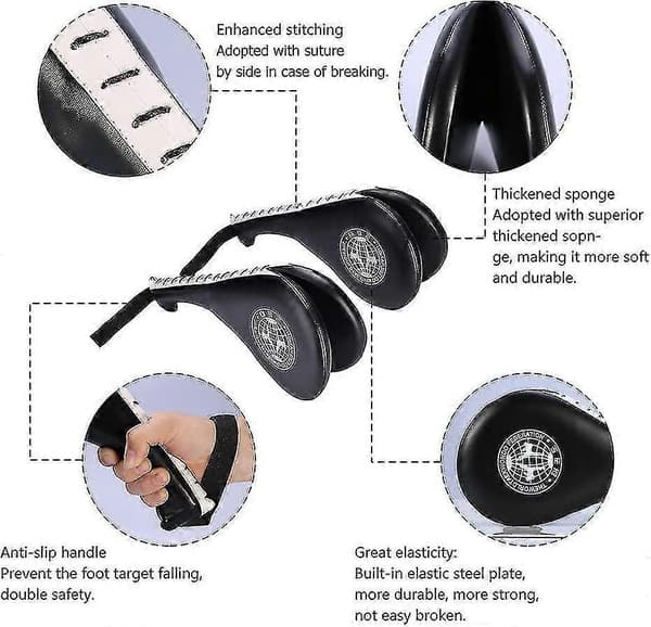 1 par Target Taekwondo Pad, Dobbelt Paddles Strike Racket til Tae Boksning Karate Træning - sort