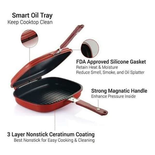 Stegepande - Rød - 30CM - Non-stick - Aluminiumslegering - Keramisk