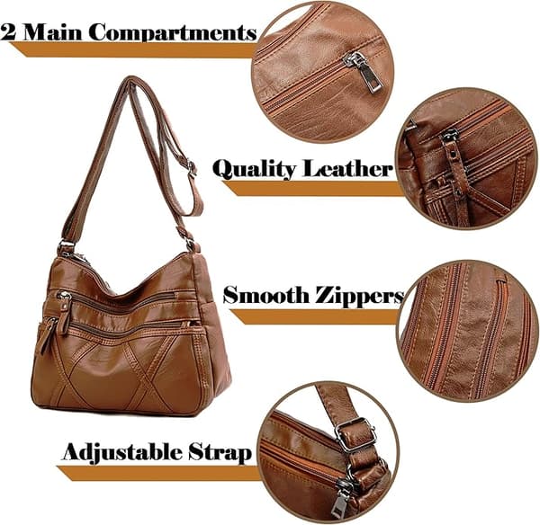 Dam Multi Pocket Casual Crossbody Bag Handväskor och Axelväskor Messenger Bag för Daglig Vattentät (Medium)