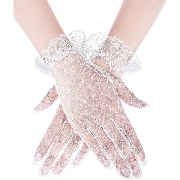 Kvinnors spets handskar bröllop blommig mesh elegant sommar bröllop handskar tebjudning opera