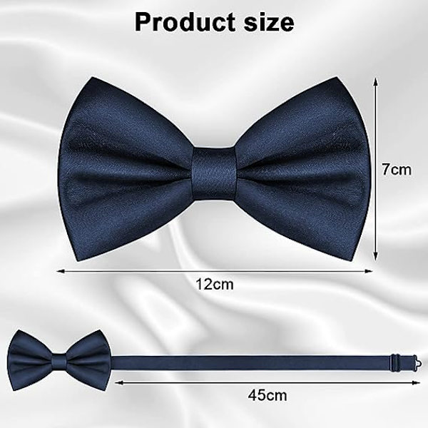 Halsduk for menn, Klassisk ensfarget forhåndsbundet slips for menn, Satin smoking slips, Justerbar formell hals slips for fester, bryllup (Marineblå)