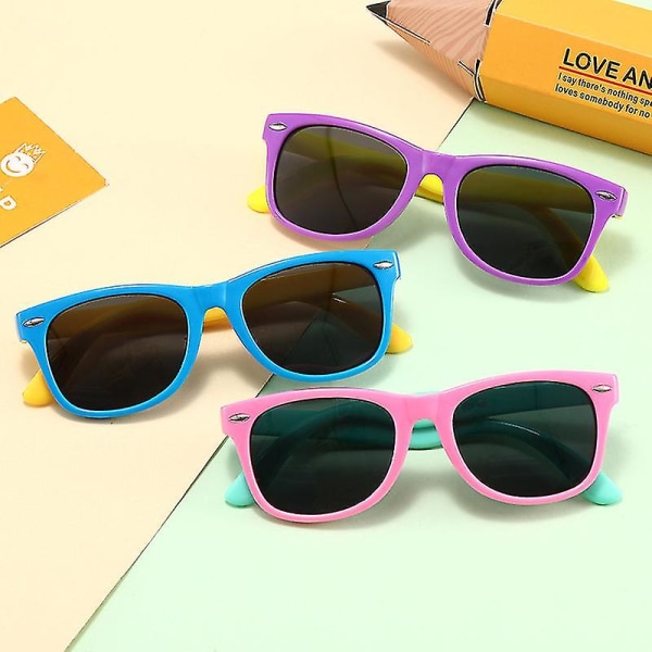 Fleksible gummipolariserte solbriller for barn til baby og barn (lilla gul)