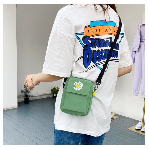 Crossbody-telefonväska, söt miniryggsäck i canvas med dragkedja, axelväska med dubbla lager, justerbar rem, mobiltelefonplånbok, väska för förvaring av småsaker