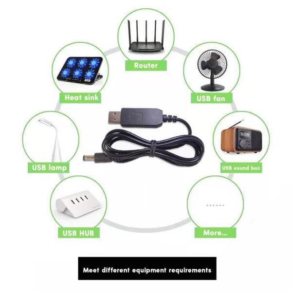 USB till DC 5V 9V 12V Adapter Konverterkabel USB till 8PCS DC-uttag för Router Mini Fläkt Högtalare WIFI Laddningsbank Anslutning