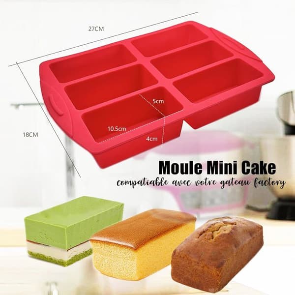 DOK silikon minikakeform - 6 hulrom - 10x5x4 cm - Rektangulær - Individuell - Dyp