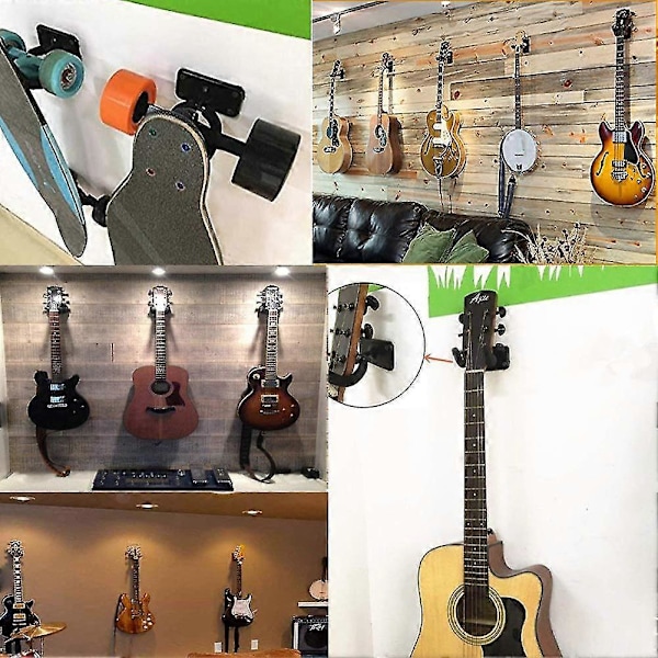 2 Pakk Gitarhenger Gitarkrok Gitarholder Gitarveggfeste Hengere For Elektriske Akustiske Og Bassgitarer Ukulele-Yvan