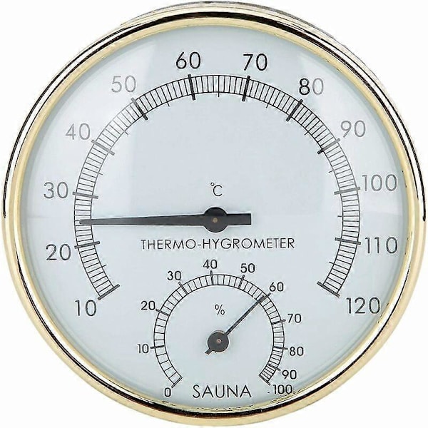 Digital Basturum Termometer Hygrometer Luftfuktighet Temperaturmätare, Basturum Hygrometer Guldklocka Bastutillbehör 100X31mm