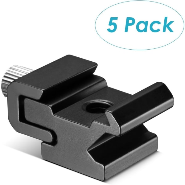 Sort metal Cold Shoe Flash Stand Adapter med 1/4-tommer -20 stativskrue (5 pakker)