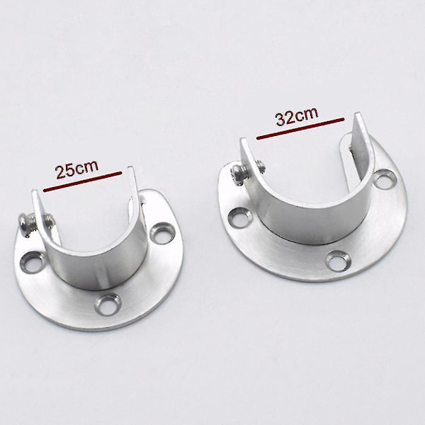 2-pack rostfritt stål garderobsstångsändar, tunga garderobsstångsändar U-formade flänsar stånghållare med skruvar 32mm