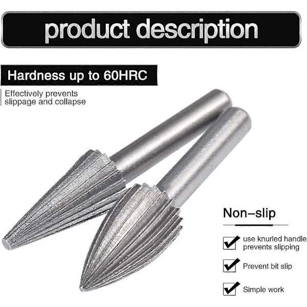 6 st Dubbelskurna Tungsten Rotationsfräsar 6mm Tungsten Skaft Filning/Gravering/Slipning Bits för Rotationsverktyg