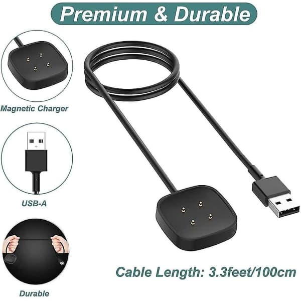 Oplader til Fitbit Sense & Versa 3, erstatningsopladningskabel, magnetisk dockningsstation til Fitbit Versa 3 / Sense Smartwatch