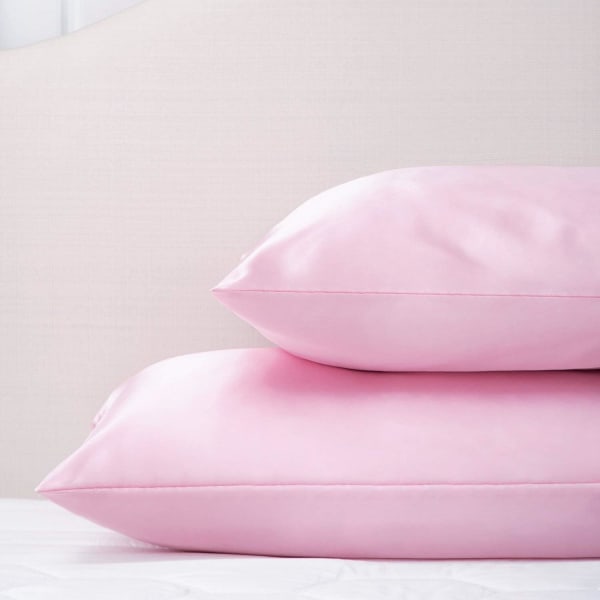 Satiiniset tyynyliinat 2 kpl - Vaaleanpunainen tyynyliina hiuksille ja iholle Vakiokokoinen kirjekuorisuljuksella, 50 x 76 cm