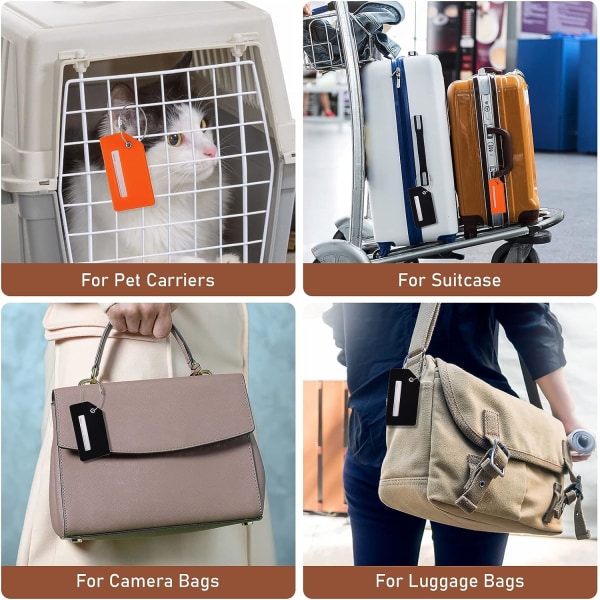 2 ST Silikonbagageetiketter, resväska ID- set, handväskaetiketter Resetillbehör för incheckat bagage, handbagage och handväskor - Orange