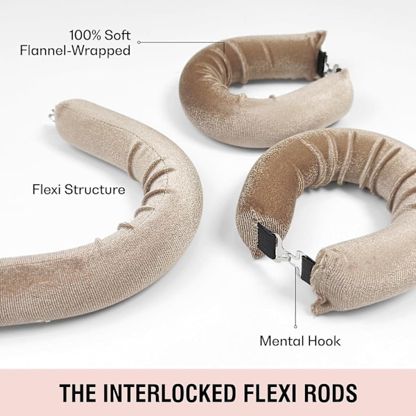 3 st Heatless Hårcurlers, Mjuka Sammets Tjocka Flexi-stavar Med Haken, Värmefri Hårcurlers Curlingstav Att Sova I, Övernattning Värmefria Lockar För Blowout L Coffee