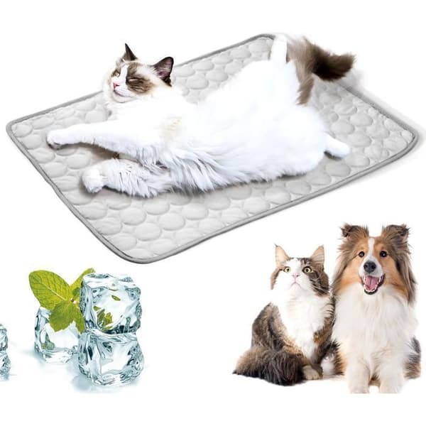 Kølemåtte 70x55 cm til hunde og katte – ideel til sofa eller gulv (grå)