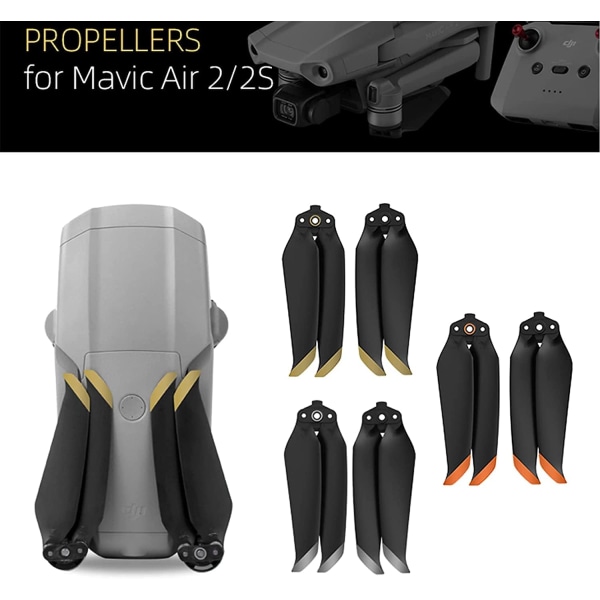 Air 2S Propeller Lav Støj Propeller Sammenklappelig 7238F Propeller til DJI Mavic Air 2/Air 2S Drone Tilbehør (Sølv 4stk)