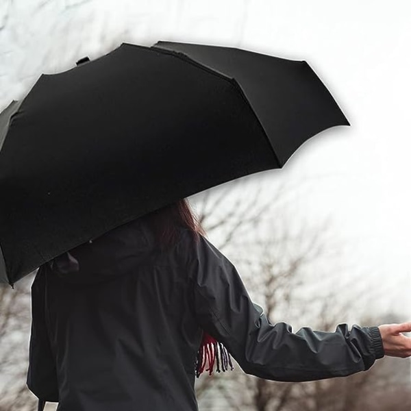 Vikbart paraply, 6 revben miniparaply Litet paraply med case Mini Anti-UV paraply snabbtorkande och ultralätt kompakt (svart)