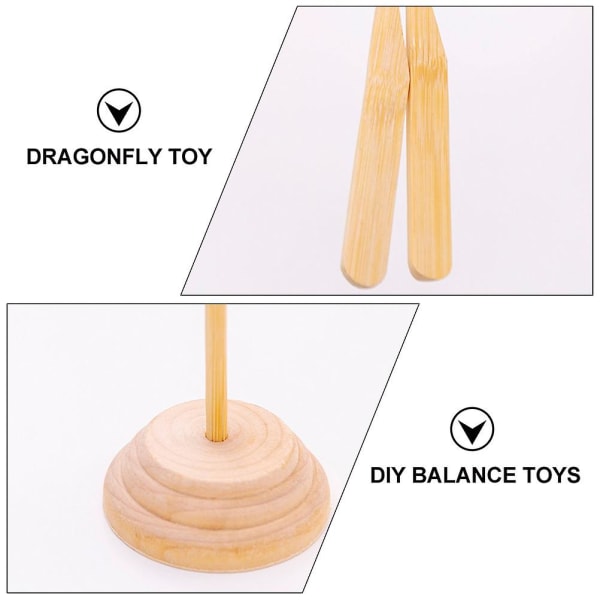 2 stk Balanceret bambus Dragonfly pædagogisk legetøj kognitivt legetøj (træfarve)